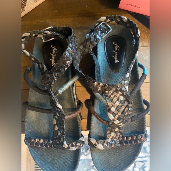 Free People Denali Woven Footbed Sandals Ankle Wrap Gladiator Womens 38 (U.S. 8) - Picture 2 of 8